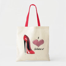 Red Stiletto High Heel Shoe Art Canvas Bags