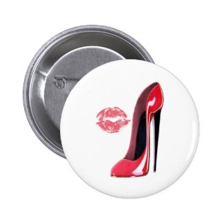 Red Stiletto Shoe and Kiss Buttons