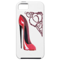 Red Stiletto Shoe and Swirl Hearts