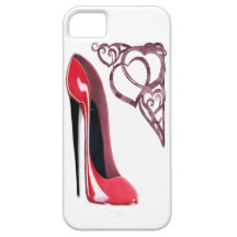 Red Stiletto Shoe Art and Heart Swirls iPhone 5 Cases