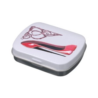 Red Stiletto Shoe Art Candy Tin