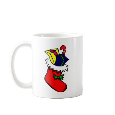 red stocking with green bow + toys Coffee Mugs