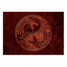 Red Stone Yin Yang Dragons Business Card Templates