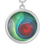 Red Storm Abstract Silver Necklace