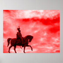 Red Storm Sky Horse and Soldier Print Poster