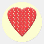Red Strawberry Heart. Round Sticker