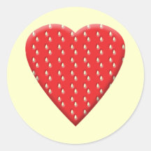 Red Strawberry Heart. Round Sticker