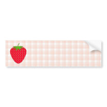 Red Strawberry on Gingham Check. Bumper Stickers