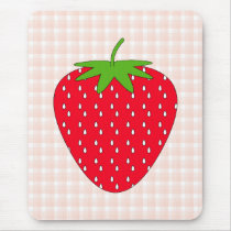 Red Strawberry on Gingham Check. Mouse Pad