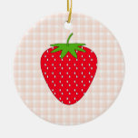Red Strawberry on Gingham Check. ornaments