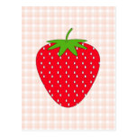 Red Strawberry on Gingham Check. postcards