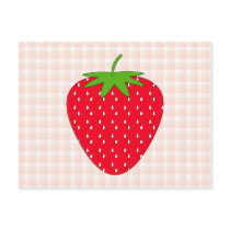Red Strawberry on Gingham Check. Post Card