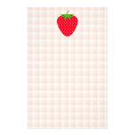 Red Strawberry on Gingham Check. stationery