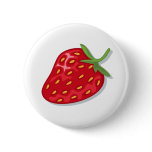 Red strawberry pinback button