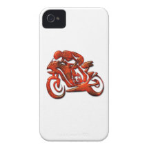Red Streaks Embossed Motorcycle Racer iPhone 4 Case-Mate Cases