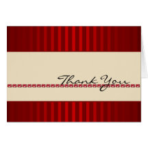Red Stripe Ivory Band with Rubies Thank You card