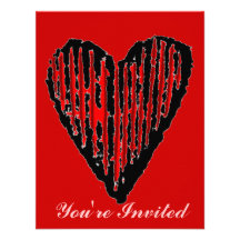 Red Striped Engraved Heart Personalized Invitation