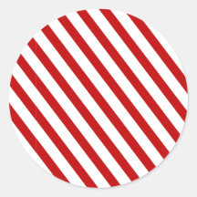 Red Striped Round Stickers