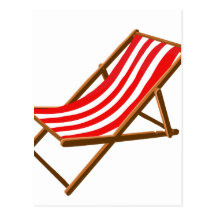 red striped wooden beach chair.png postcard