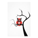 Red Sugar Skull Owl in Tree Stationery
