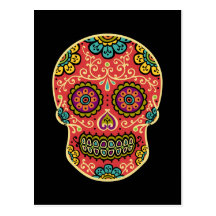 Red Sugar Skull Post Card