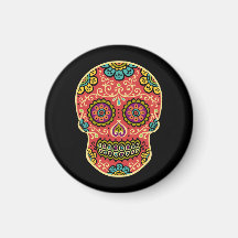 Red Sugar Skull Refrigerator Magnet