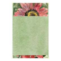 Red Sunflower Watercolor Personalised Stationary Stationery