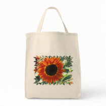 Red Sunflowers Grocery Tote Bag