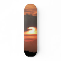 Red Sunset On Sky Skate Board Deck