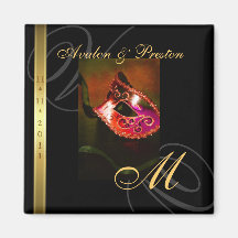 Red Swirl Masquerade Mask Save The Date Magnet