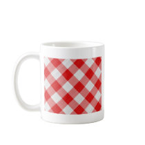 red table cloth mug