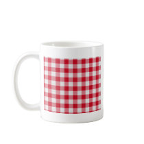 red table cloth mug