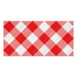 red table cloth photo cards