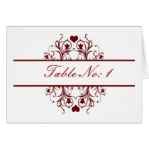 red  table seating card