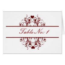 red  table seating card