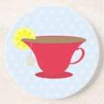 Red Teacup / Blue Background Coasters
