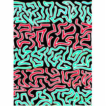 Red teal on black background abstract design photo sculpture