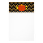 Red Teapot on Brown Zigzags. stationery