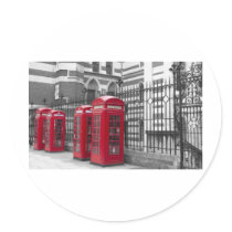 Red Telephone boxes Round Sticker