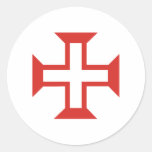 Red Templar Cross Round Stickers