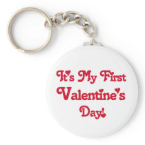 Red Text First Valentine's Day tshirts and Gifts Keychains