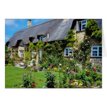 Red Thatched cottage near Gloucester, Cotswolds fl Card