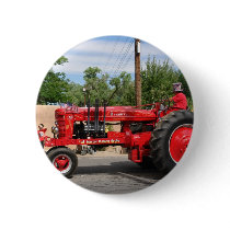 Red Tractor Pinback Button