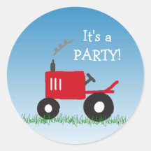 Red Tractor Invitation Envelope Seal Sticker