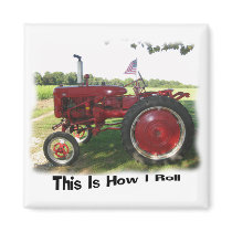 Red Tractor This Is How I Roll Magnet
