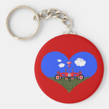 Red Tractor Valentine's Day Key Chains