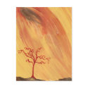 Red Tree Minimalist Painting Art Gear postcards