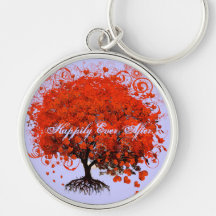 Red Tree Wedding Keychains