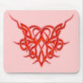 RED TRIBAL DESIGN HEART MOUSE MATS