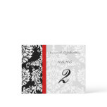 Red Trim Black Damask Table Number Cards